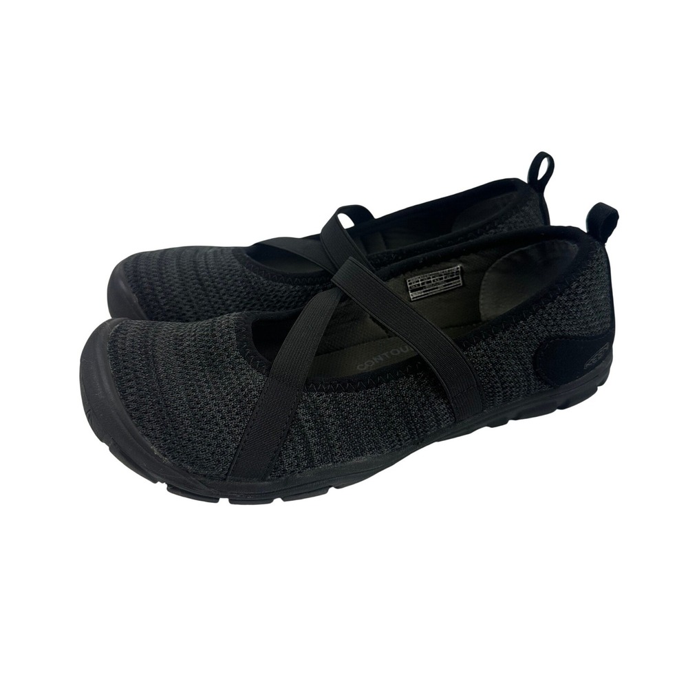 KEEN Hush Knit Mary Jane Flat Black Gray Sporty Casual Stretch 1020375 Women 8